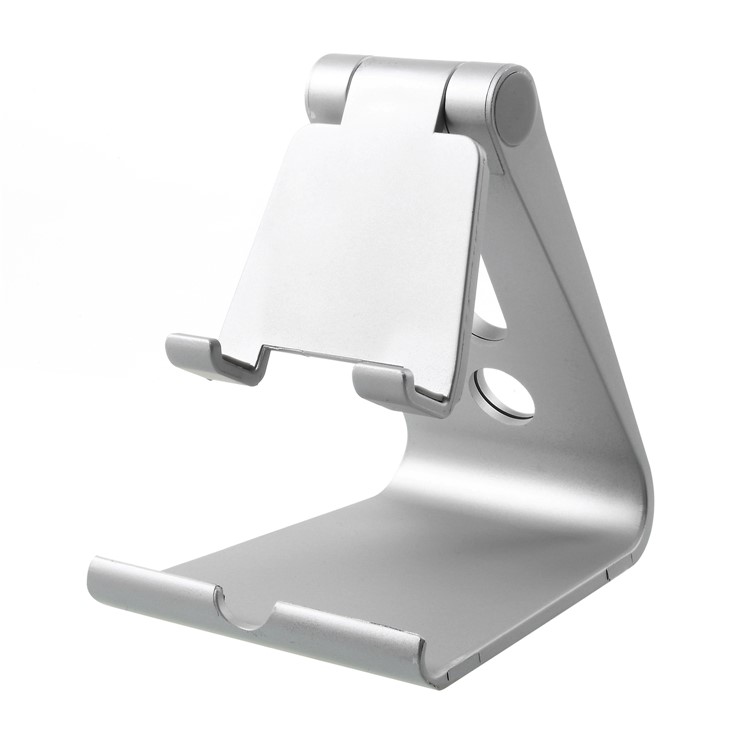 Rubberized Plastic Adjustable Cell Phone Stand Tablet Holder for iPhone iPad Samsung - Silver Color-4