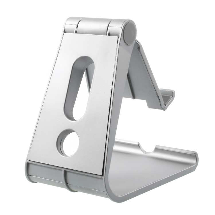 Rubberized Plastic Adjustable Cell Phone Stand Tablet Holder for iPhone iPad Samsung - Silver Color-5