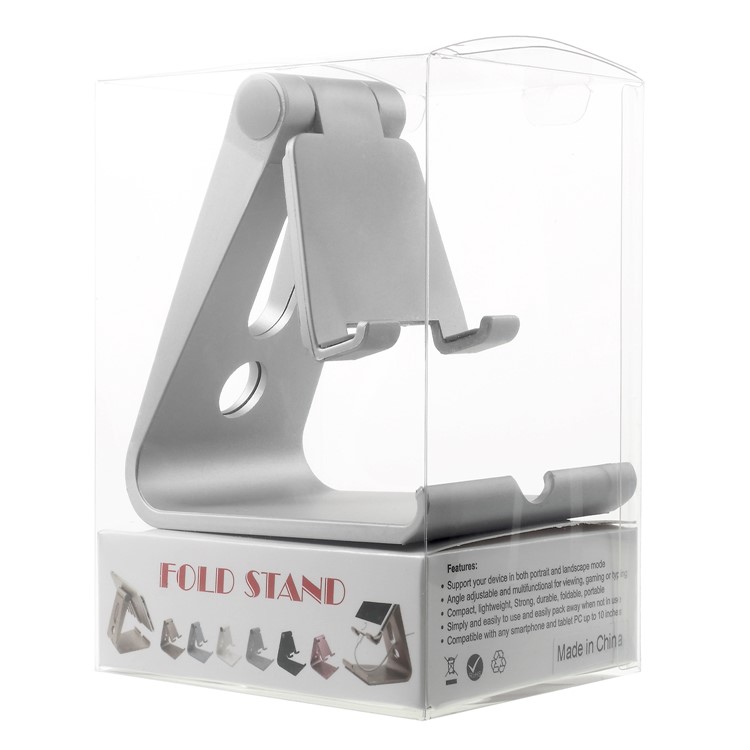 Rubberized Plastic Adjustable Cell Phone Stand Tablet Holder for iPhone iPad Samsung - Silver Color-7