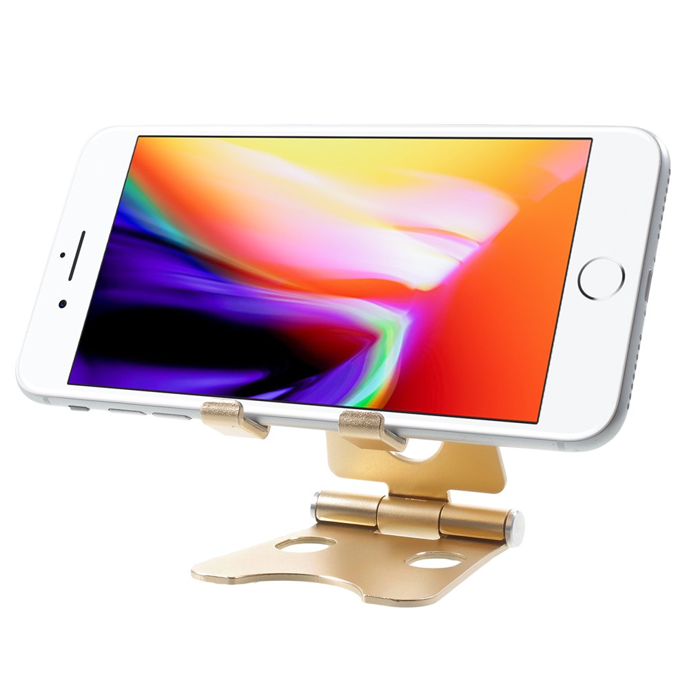 Folding Rotary Aluminum Alloy Desktop Supporting Stand for iPhone iPad Samsung etc - Gold-2