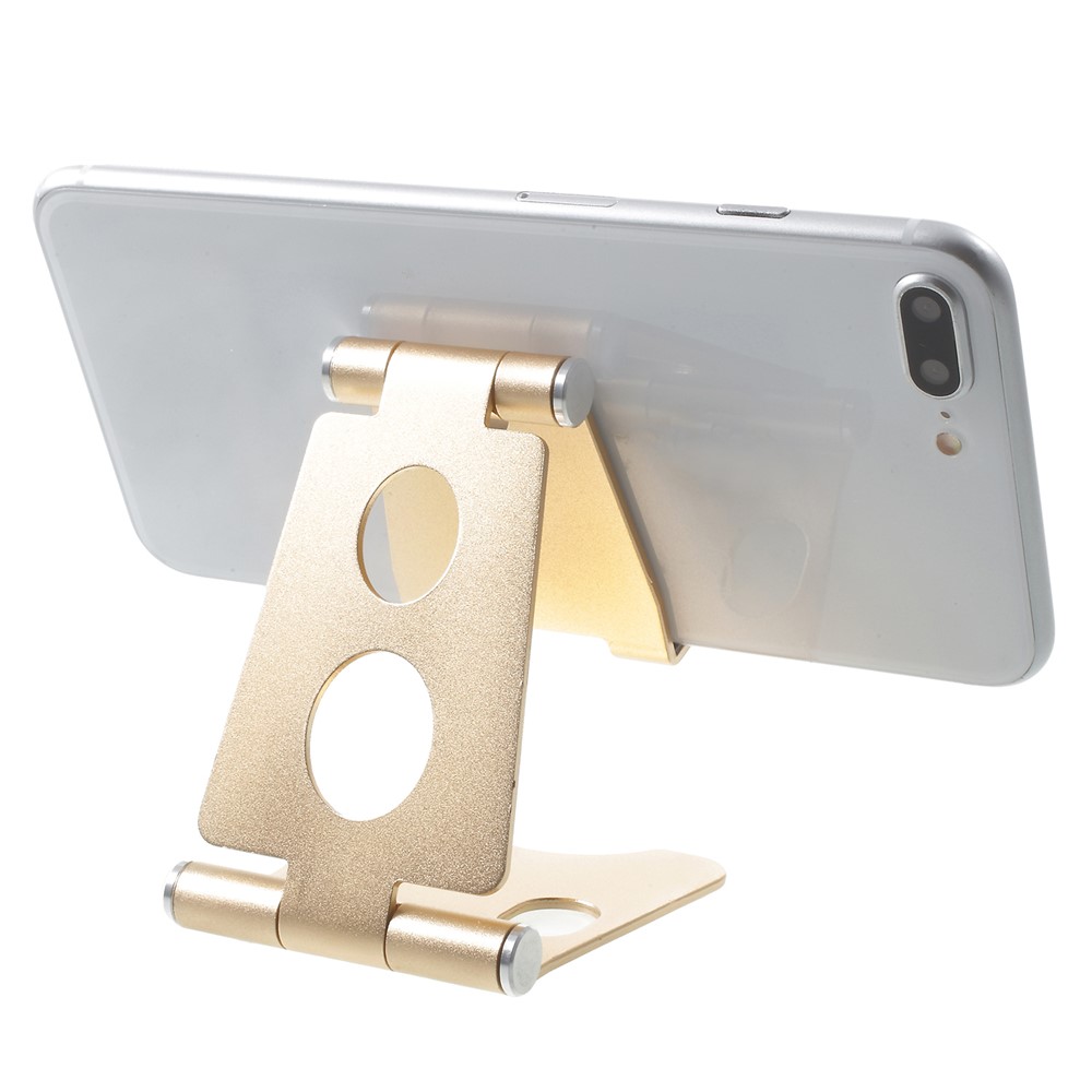 Folding Rotary Aluminum Alloy Desktop Supporting Stand for iPhone iPad Samsung etc - Gold-4