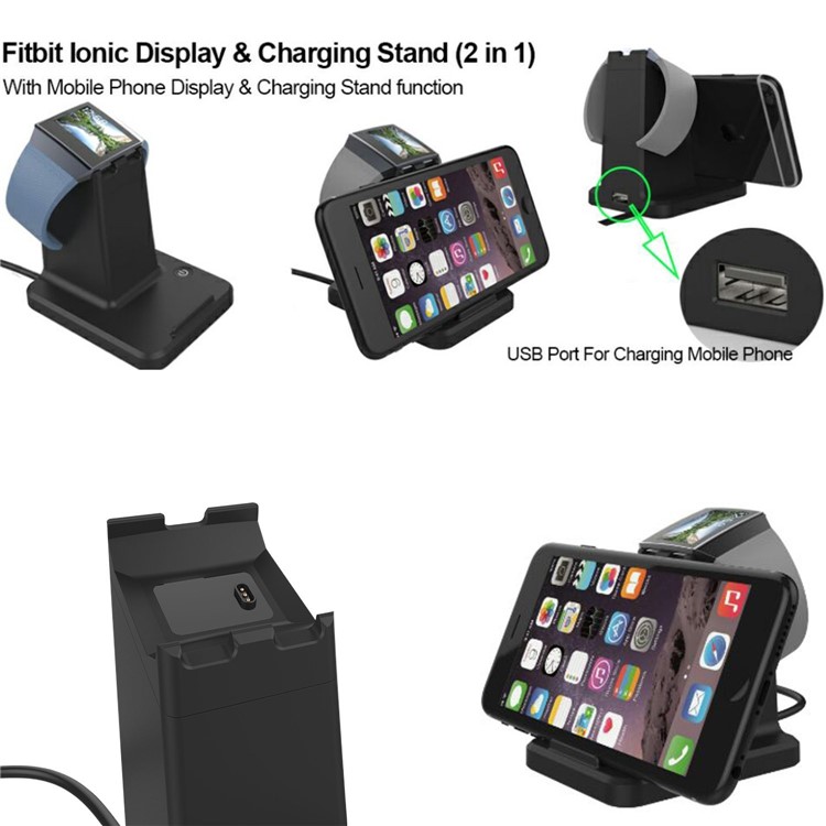 2 in 1 Charging Stand Station for Fitbit Ionic and Universal Smart Phones and Tablets-10