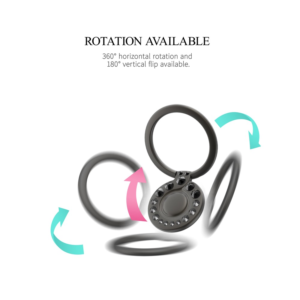 KINGXBAR Authorized Swarovski Crystal Decor Rotary Finger Ring Phone Tablet Holder for iPhone Samsung Huawei etc. - Black-5