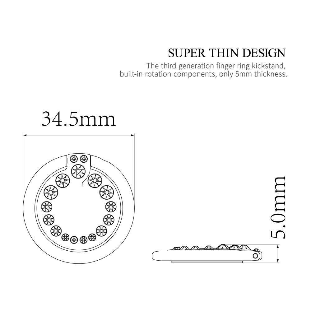 KINGXBAR Authorized Swarovski Crystal Decor Rotary Finger Ring Phone Tablet Holder for iPhone Samsung Huawei etc. - Black-6