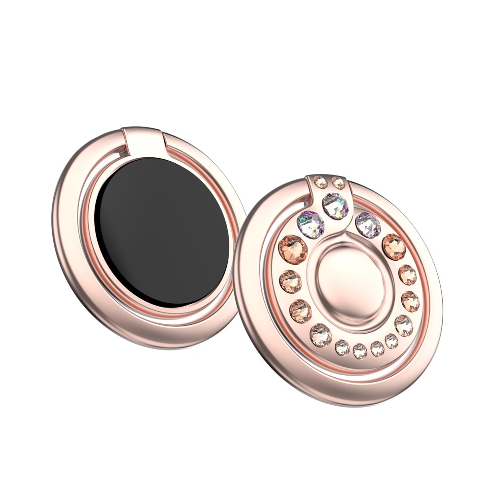 KINGXBAR Authorized Swarovski Crystal Decor Rotary Finger Grip Ring Phone Stand Bracket for iPhone Samsung Huawei etc. - Rose Gold Color-1