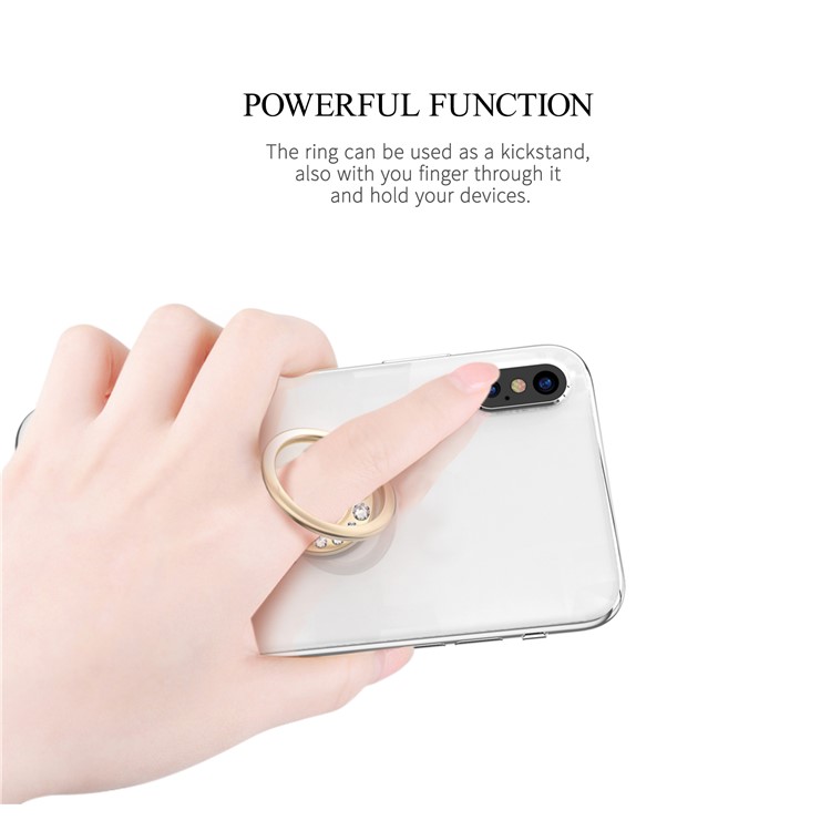 KINGXBAR Authorized Swarovski Crystal Decor 360 Degree Rotary Ring Desktop Mount Stand for iPhone Samsung Huawei etc. - Gold-3
