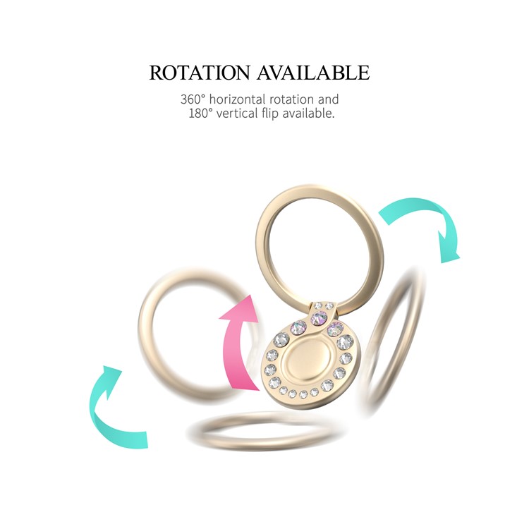 KINGXBAR Authorized Swarovski Crystal Decor 360 Degree Rotary Ring Desktop Mount Stand for iPhone Samsung Huawei etc. - Gold-5