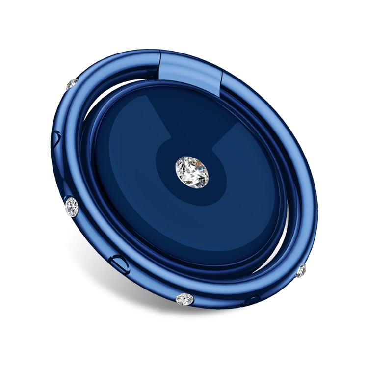 

USAMS US-ZJ028 Cartier Elements Authorized Swarovski Rhinestone Decor Rotary Finger Grip Ring Desktop Mount for iPhone Samsung - Blue