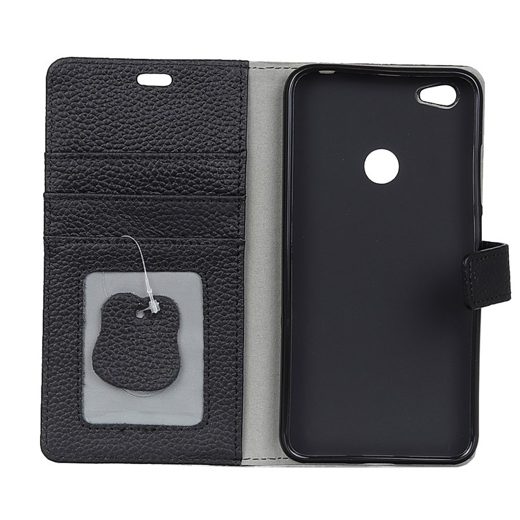 For ZTE Blade A6 Litchi Grain Genuine Leather Wallet Stand Cover - Black-4