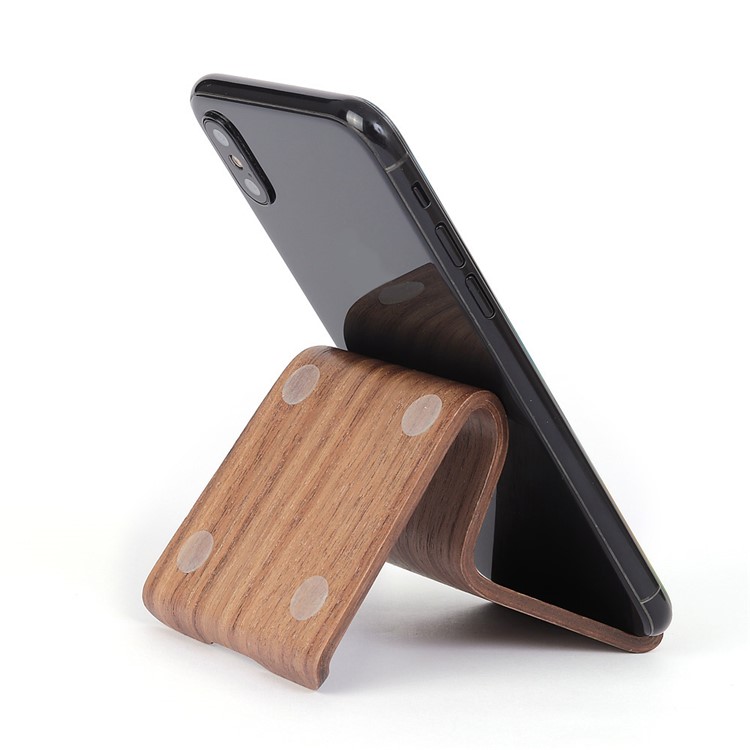 SAMDI Creative Double Position Setting Wood Holder Desktop Stand for iPhone Samsung etc Smartphone - Coffee-11