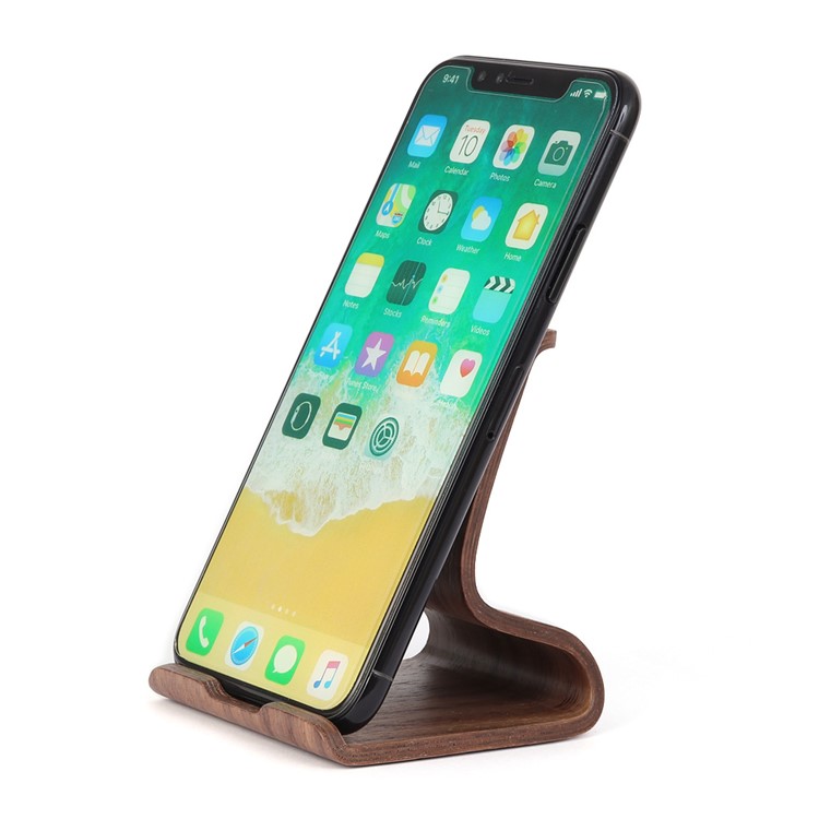SAMDI Creative Double Position Setting Wood Holder Desktop Stand for iPhone Samsung etc Smartphone - Coffee-7