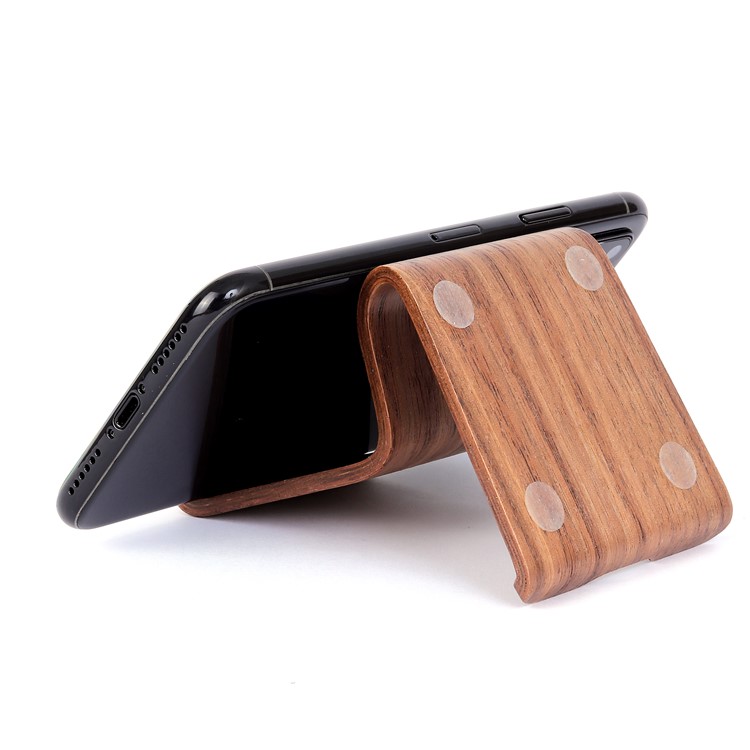 SAMDI Creative Double Position Setting Wood Holder Desktop Stand for iPhone Samsung etc Smartphone - Coffee-9