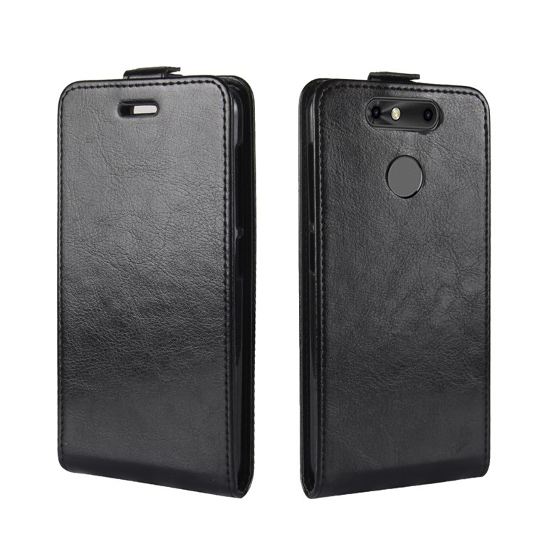 Crazy Horse Vertical Flip Leather Case with Card Slot for ZTE V0840 Xiaoxian5 - Black-2