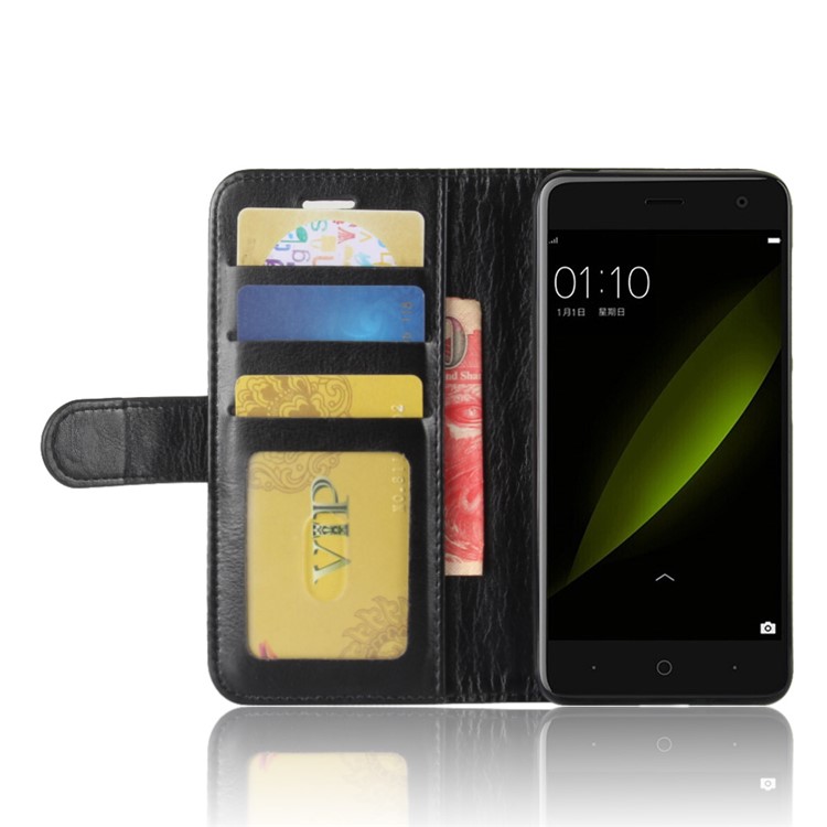 Crazy Horse Wallet Leather Stand Case for ZTE V0840 Xiaoxian5 - Black-5