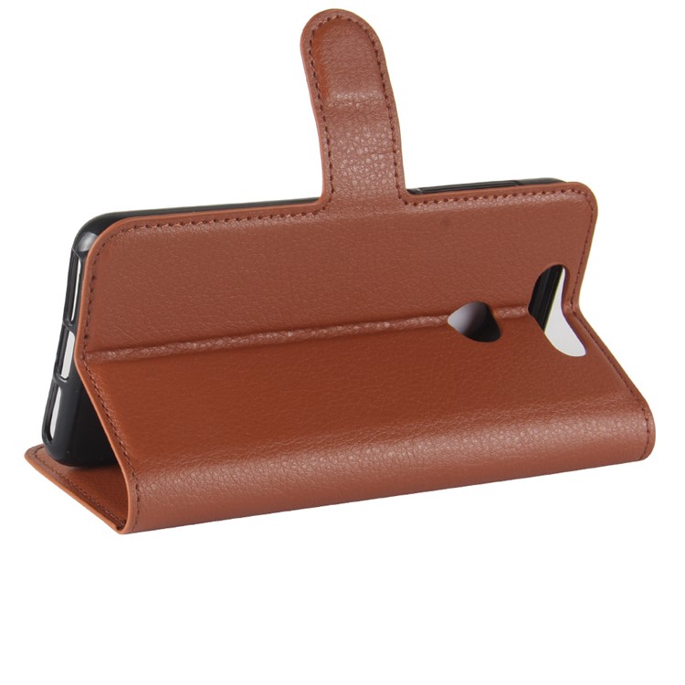 Litchi Texture PU Leather Protection Cover Shell with Card Holder for ZTE Small Fresh 5 / V0840 - Brown-5