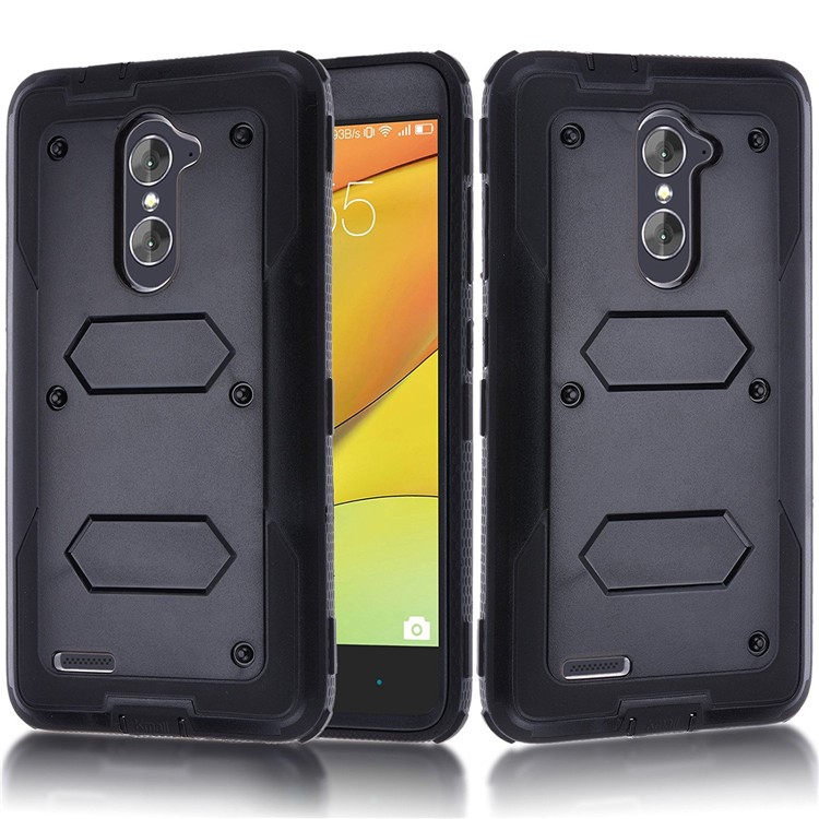 Heavy Duty Rugged PC TPU Hybrid Belt Clip Kickstand Case for ZTE Z988/Z963/Z981/Z983 - Grey-1