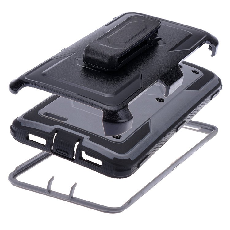 Heavy Duty Rugged PC TPU Hybrid Belt Clip Kickstand Case for ZTE Z988/Z963/Z981/Z983 - Grey-3