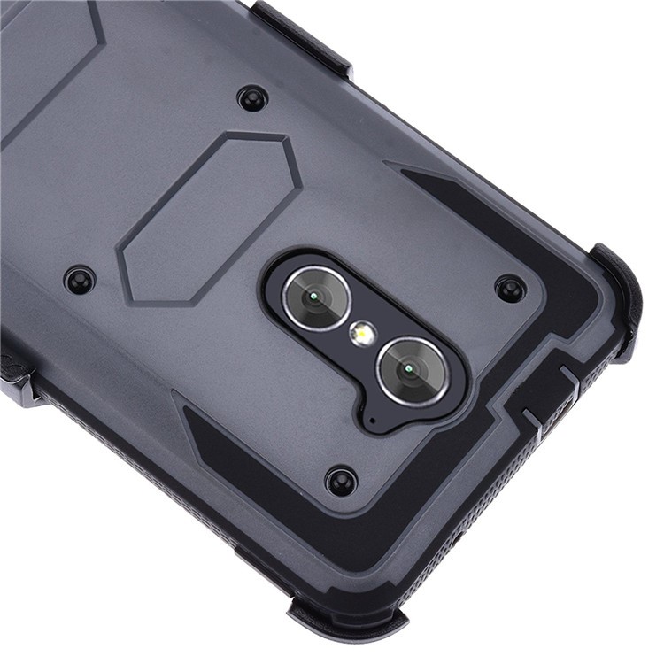 Heavy Duty Rugged PC TPU Hybrid Belt Clip Kickstand Case for ZTE Z988/Z963/Z981/Z983 - Grey-4