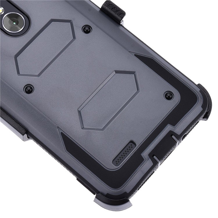 Heavy Duty Rugged PC TPU Hybrid Belt Clip Kickstand Case for ZTE Z988/Z963/Z981/Z983 - Grey-6