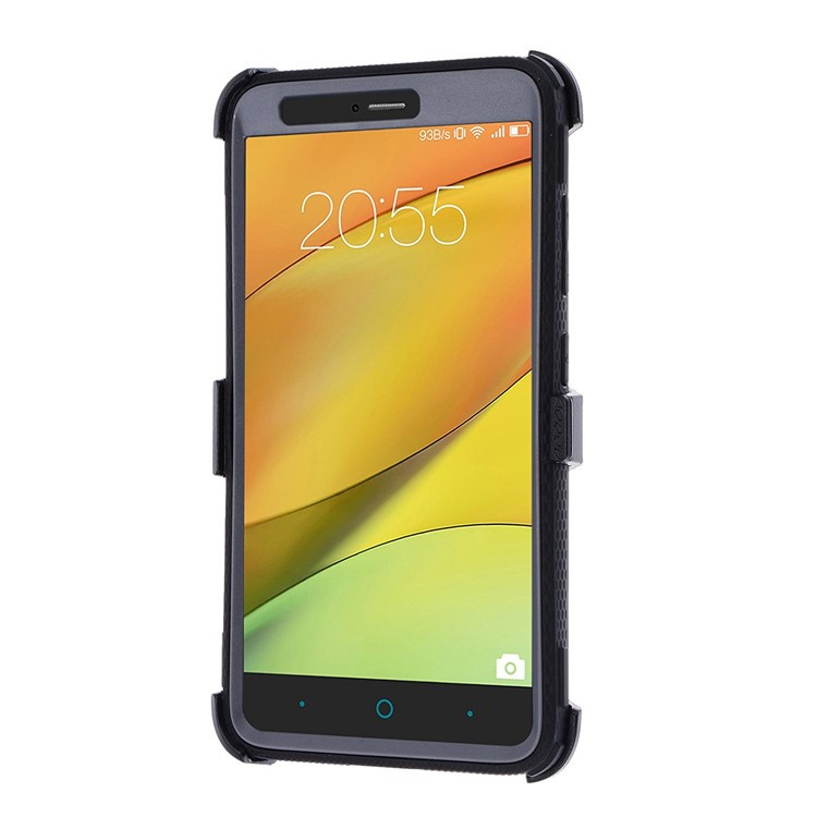 Heavy Duty Rugged PC TPU Hybrid Belt Clip Kickstand Case for ZTE Z988/Z963/Z981/Z983 - Grey-7