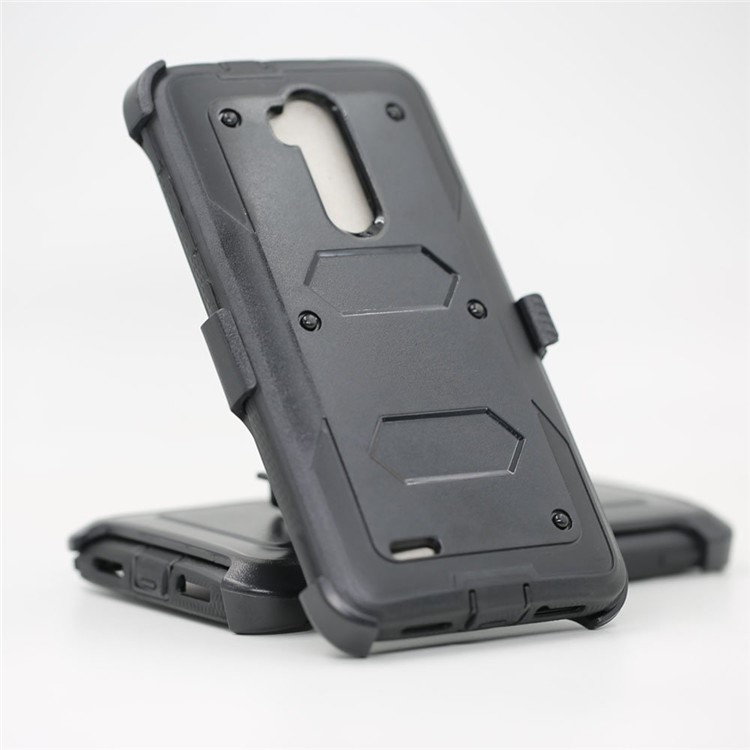 2-in-1 Heavy Duty PC + TPU Belt Clip Kickstand Case for ZTE Z986/N9560/Max XL/Max 3 - Black-3
