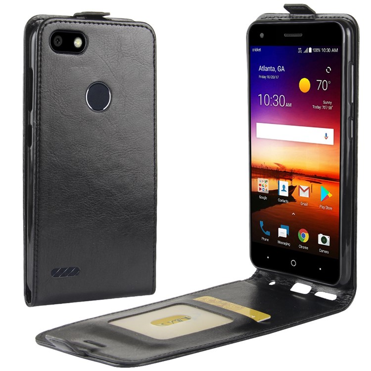 Crazy Horse Vertical Flip Leather Mobile Case with Card Slot for ZTE Blade X Z965 - Black-1