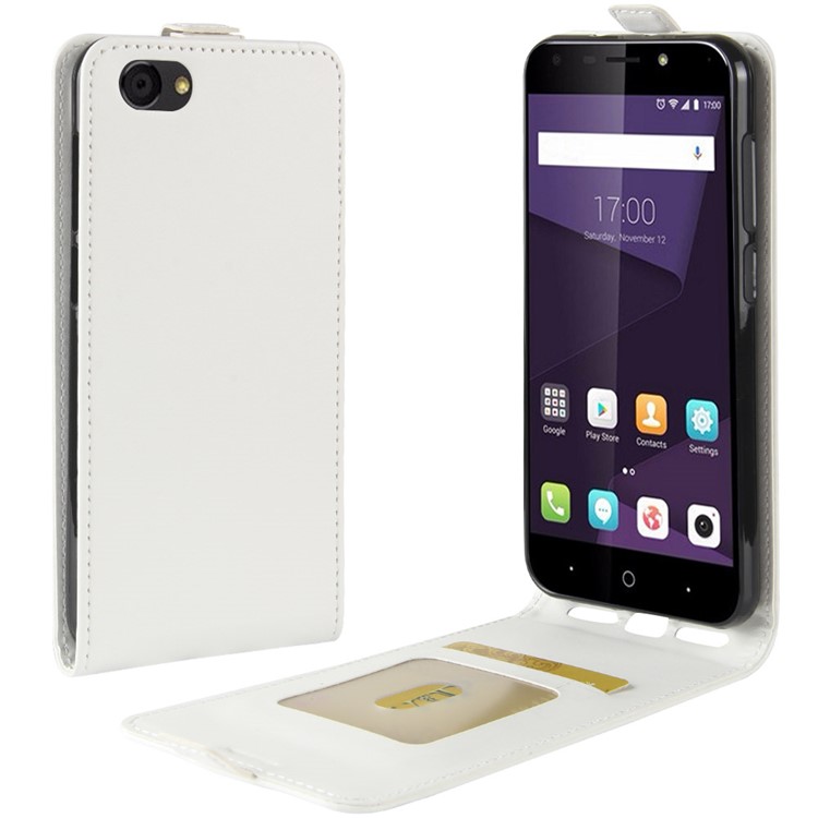 Crazy Horse Texture Vertical Flip Leather Cover with Card Slot for ZTE Blade A6 Lite - White-1
