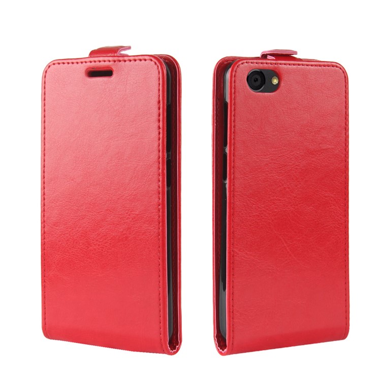 Crazy Horse Texture Vertical Flip Leather Mobile Phone Casing with Card Slot for ZTE Blade A6 Lite - Red-2