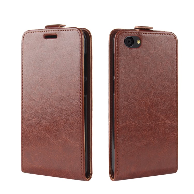 For ZTE Blade A6 Lite Crazy Horse Grain Vertical Flip Leather Cover Accessory with Card Slot - Brown-2