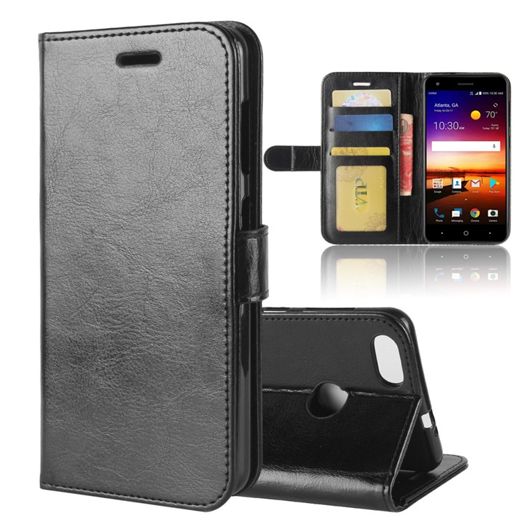 Crazy Horse Texture Wallet Stand Leather Case for ZTE Blade X Z965 - Black-1