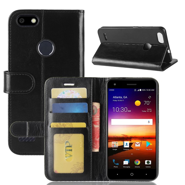 Crazy Horse Texture Wallet Stand Leather Case for ZTE Blade X Z965 - Black-2