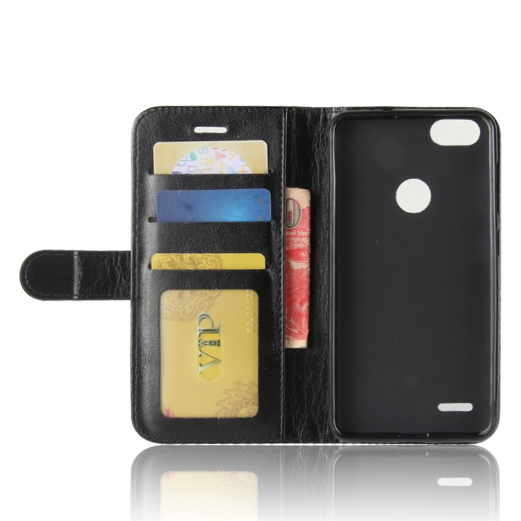 Crazy Horse Texture Wallet Stand Leather Case for ZTE Blade X Z965 - Black-4