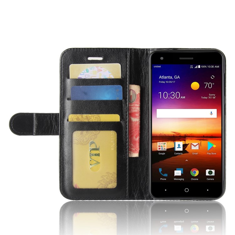 Crazy Horse Texture Wallet Stand Leather Case for ZTE Blade X Z965 - Black-5