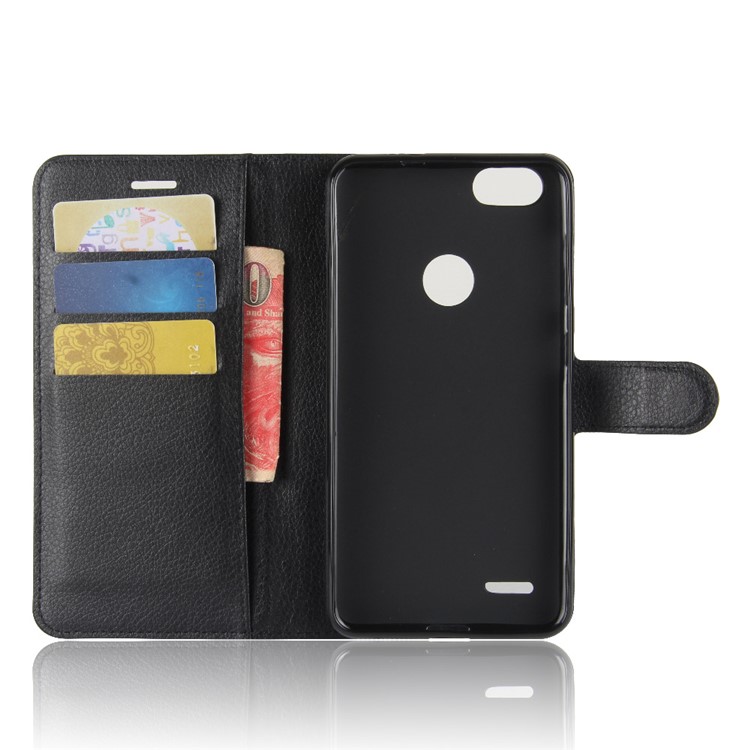 Litchi Skin PU Leather Wallet Stand Phone Shell for ZTE X Z965 - Black-3