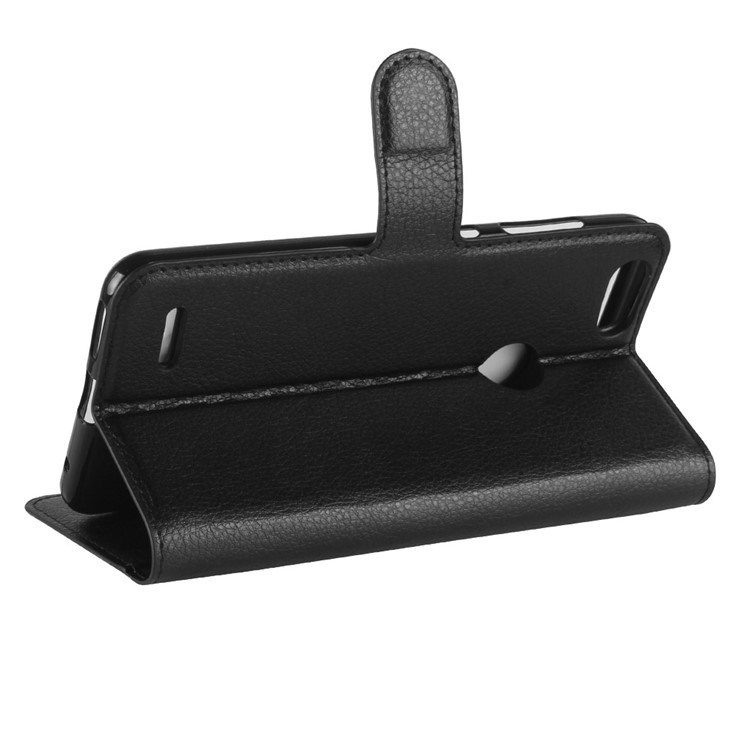 Litchi Skin PU Leather Wallet Stand Phone Shell for ZTE X Z965 - Black-5
