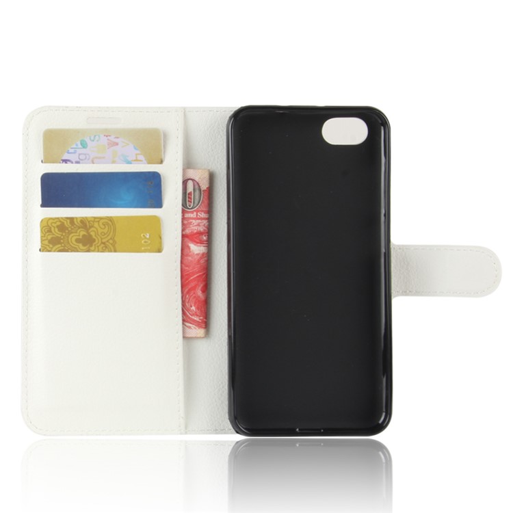 Litchi Grain Wallet Stand Leather Protective Cover for ZTE Blade A6 Lite - White-3