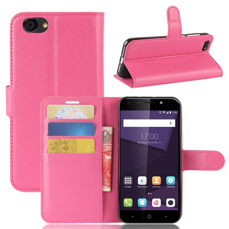 Litchi Texture Wallet Leather Stand Case for ZTE Blade A6 Lite - Rose-1