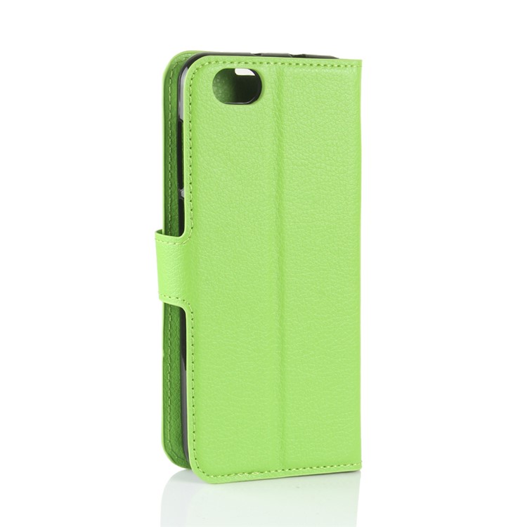 Litchi Texture Wallet Stand Leather Folio Phone Case for ZTE Blade A6 Lite - Green-6