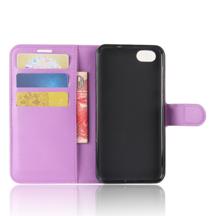 For ZTE Blade A6 Lite Litchi Texture Wallet Stand Leather Protective Cover Accessory - Purple-3