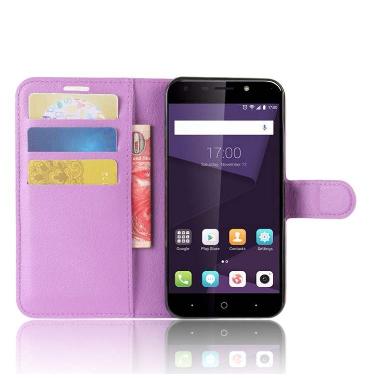 For ZTE Blade A6 Lite Litchi Texture Wallet Stand Leather Protective Cover Accessory - Purple-4