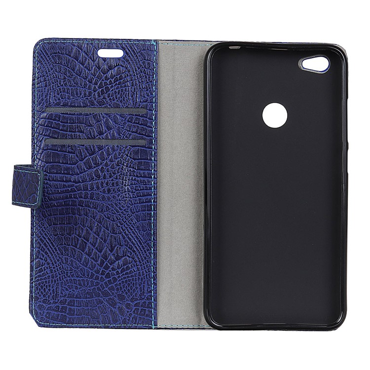 Vintage Crocodile Texture Wallet Stand Leather Casing for ZTE Blade A6 - Blue-3