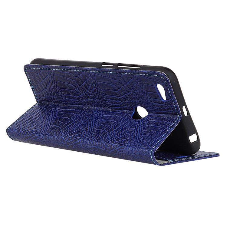 Vintage Crocodile Texture Wallet Stand Leather Casing for ZTE Blade A6 - Blue-4