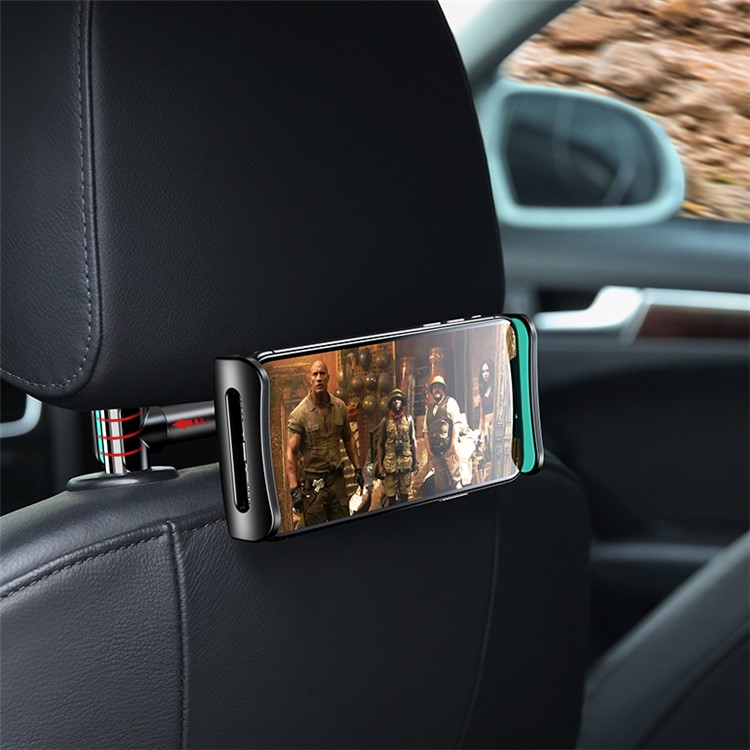 USAMS US-ZJ031 Full Rotary Car Seat Back Pillow Holder for iPhone Samsung Huawei Etc - Black-4