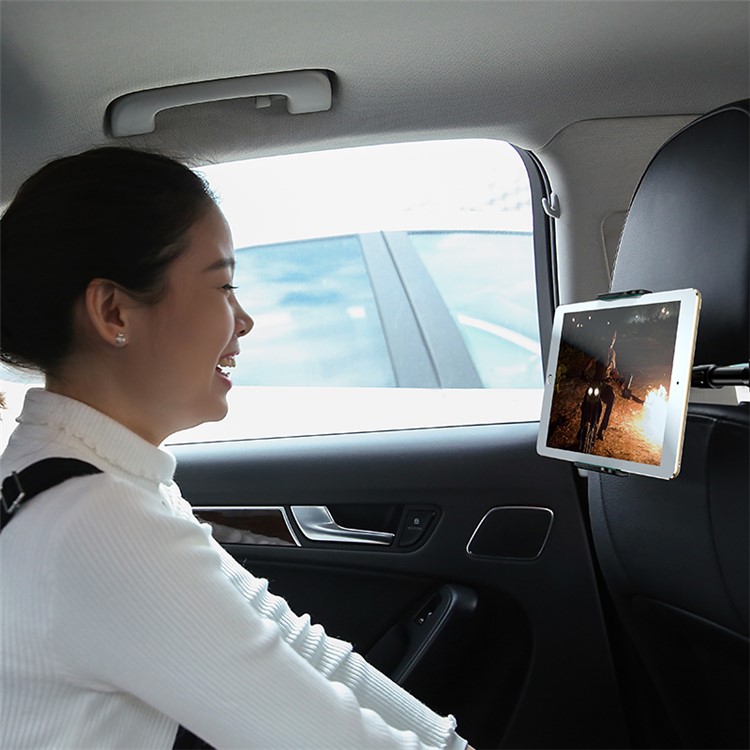 USAMS US-ZJ031 Full Rotary Car Seat Back Pillow Holder for iPhone Samsung Huawei Etc - Black-6