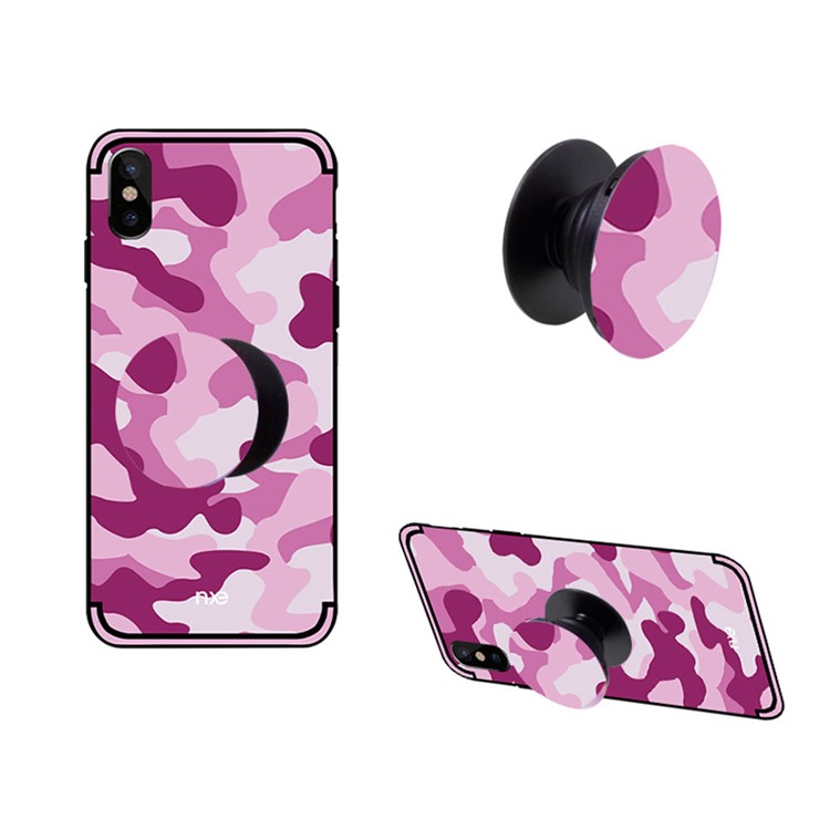 

NXE Camouflage Series Universal Finger Holder Expanding Phone Stand for iPhone Samsung Smartphone - Pink