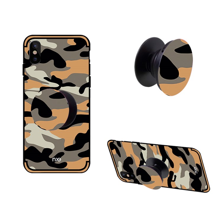 

NXE Camouflage Series Mobile Phone Finger Grip Pop Out Mount for iPhone Samsung Smartphone - Dark Yellow