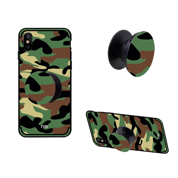 

NXE Camouflage Series Finger Grip Mobile Phone Expanding Mount for iPhone Samsung Smartphone - Green