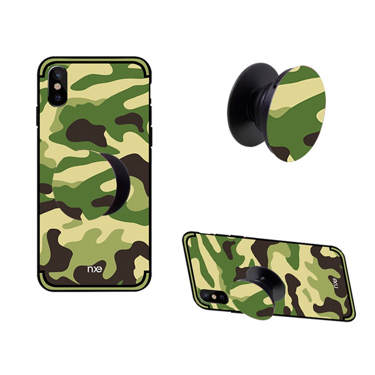 

NXE Camouflage Series Phone Finger Grip Expanding Mount for iPhone Samsung Smartphone - Light Green