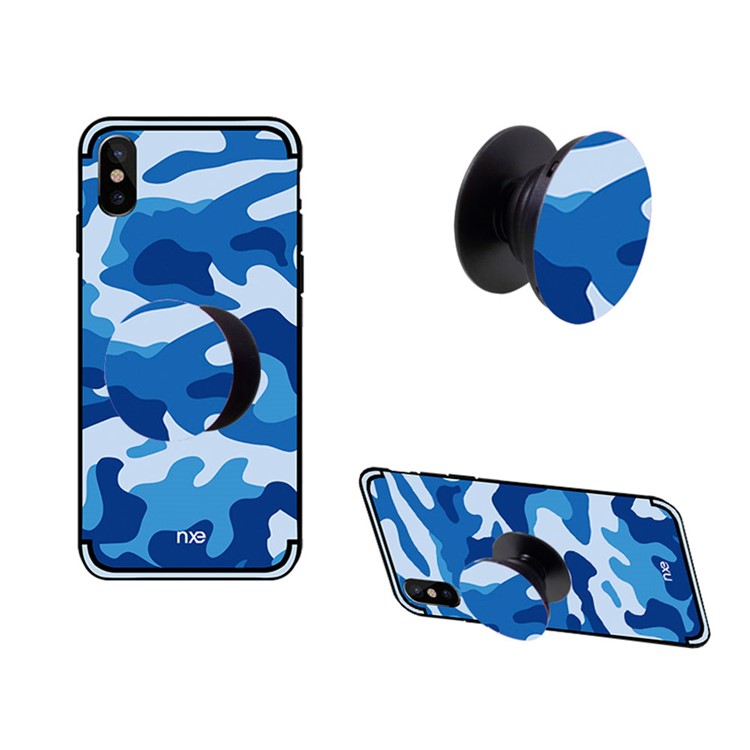 

NXE Camouflage Series Universal Finger Grip Pop Out Bracket for iPhone Samsung Smartphone - Blue