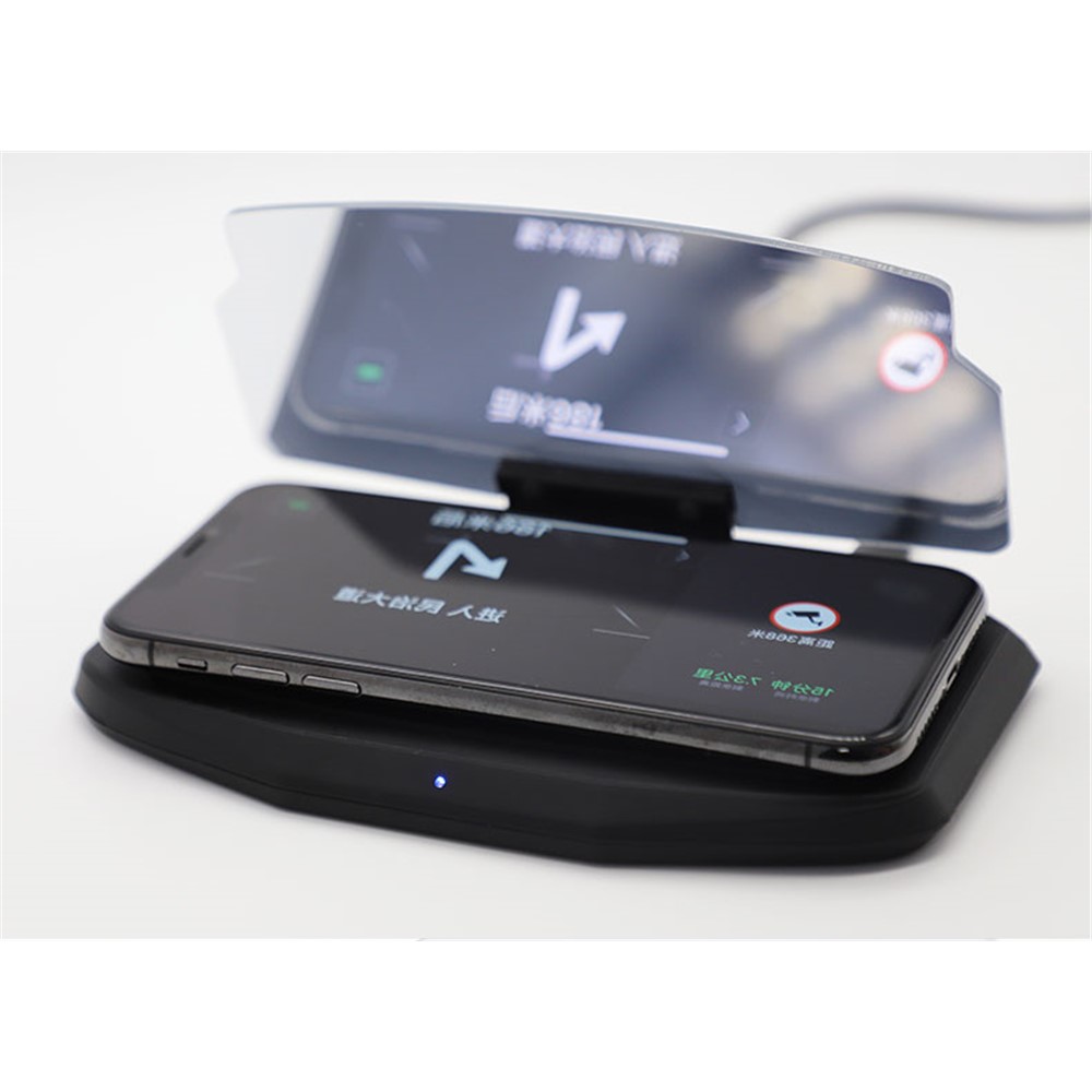 5W Qi Wireless Charger + Heads up Car Navigation Image Reflector HUD 2-in-1 Design for iPhone Samsung Huawei-7